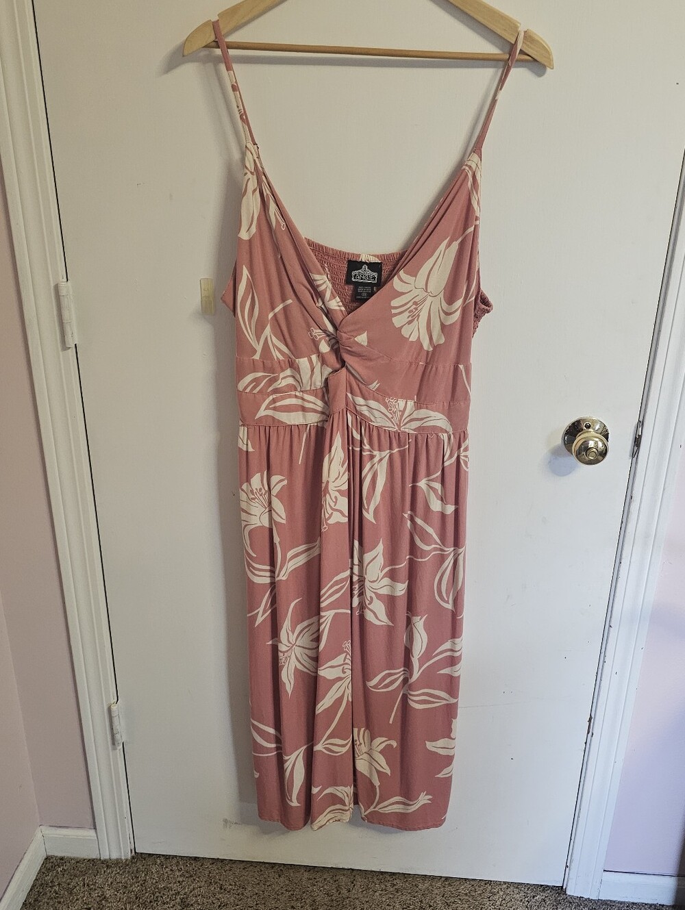 Angie Dusty Pink Floral Maxi Dress with Cream Print